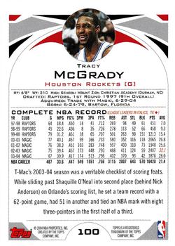 2004-05 Topps #100 Tracy McGrady Back