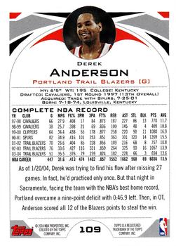 2004-05 Topps #109 Derek Anderson Back