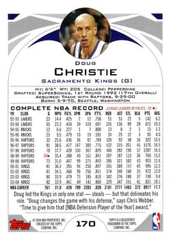 2004-05 Topps #170 Doug Christie Back