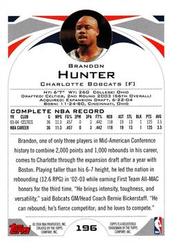 2004-05 Topps #196 Brandon Hunter Back
