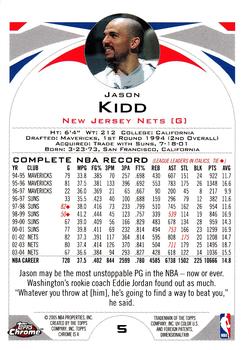2004-05 Topps Chrome #5 Jason Kidd Back
