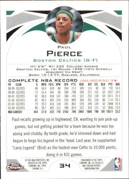 2004-05 Topps Chrome #34 Paul Pierce Back