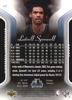 2004-05 Upper Deck Ultimate Collection #62 Latrell Sprewell Back