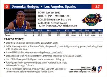 2005 Rittenhouse WNBA #32 Doneeka Hodges Back