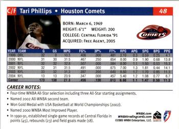 2005 Rittenhouse WNBA #48 Tari Phillips Back