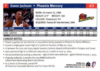 2005 Rittenhouse WNBA #63 Gwen Jackson Back