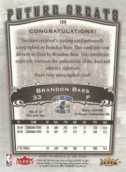 2005-06 Fleer Greats of the Game #109 Brandon Bass Back