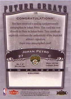 2005-06 Fleer Greats of the Game #129 Johan Petro Back