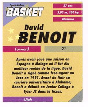 1995 French Sports Action Basket - Face 2 Face Utah Jazz #NNO David Benoit Back