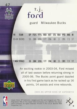 2005-06 SP Authentic #47 T.J. Ford Back