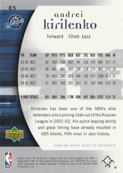 2005-06 SP Authentic #85 Andrei Kirilenko Back
