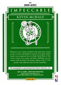 2021-22 Panini Impeccable - 2020-21 Panini Impeccable Basketball - Immortal Ink Platinum #IMM-KMC Kevin McHale Back