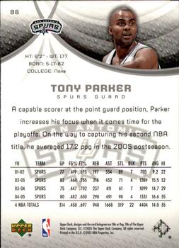 2005-06 SP Game Used #88 Tony Parker Back