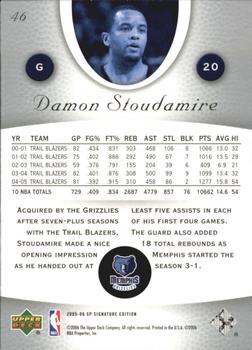 2005-06 SP Signature Edition #46 Damon Stoudamire Back