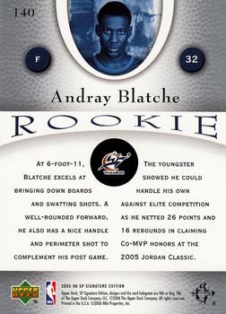 2005-06 SP Signature Edition #140 Andray Blatche Back
