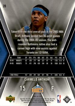 2005-06 SPx #20 Carmelo Anthony Back