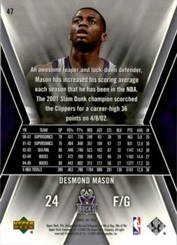 2005-06 SPx #47 Desmond Mason Back