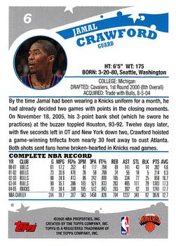 2005-06 Topps #6 Jamal Crawford Back