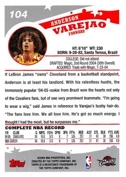 2005-06 Topps #104 Anderson Varejao Back