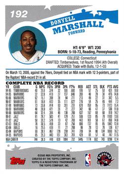 2005-06 Topps #192 Donyell Marshall Back