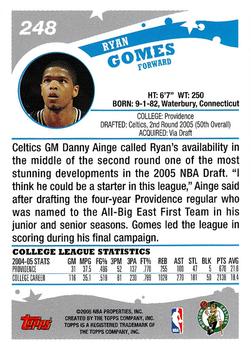2005-06 Topps #248 Ryan Gomes Back