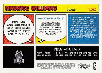 2005-06 Bazooka #138 Maurice Williams Back