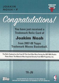 2007-08 Topps Trademark Moves - Relics Red #TR-JN Joakim Noah Back