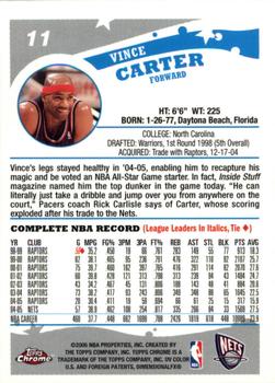 2005-06 Topps Chrome #11 Vince Carter Back