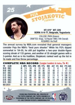 2005-06 Topps Chrome #25 Peja Stojakovic Back