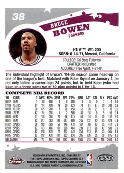 2005-06 Topps Chrome #38 Bruce Bowen Back