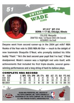 2005-06 Topps Chrome #51 Dwyane Wade Back