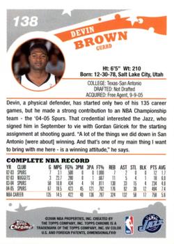 2005-06 Topps Chrome #138 Devin Brown Back