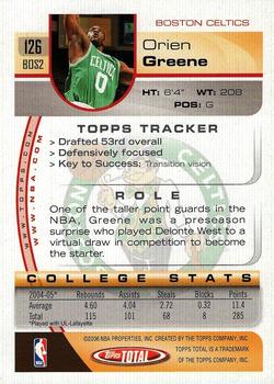 2005-06 Topps Total #126 Orien Greene Back
