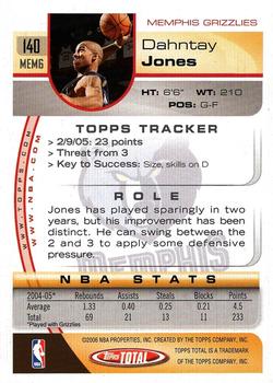 2005-06 Topps Total #140 Dahntay Jones Back