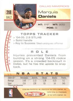2005-06 Topps Total #218 Marquis Daniels Back
