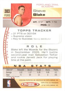 2005-06 Topps Total #303 Steve Blake Back