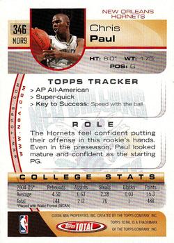 2005-06 Topps Total #346 Chris Paul Back