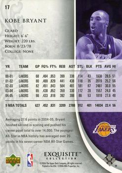 2005-06 Upper Deck Exquisite Collection #17 Kobe Bryant Back