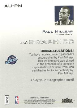 2007-08 Ultra - Autographics Black Ink #AU-PM Paul Millsap Back