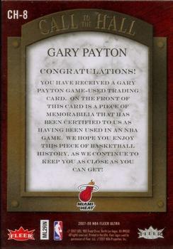 2007-08 Ultra - Call to the Hall Memorabilia #CH-8 Gary Payton Back