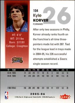 2005-06 Hoops #104 Kyle Korver Back