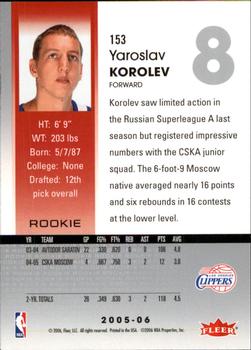 2005-06 Hoops #153 Yaroslav Korolev Back