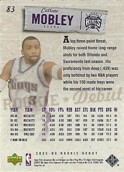 2005-06 Upper Deck Rookie Debut #83 Cuttino Mobley Back