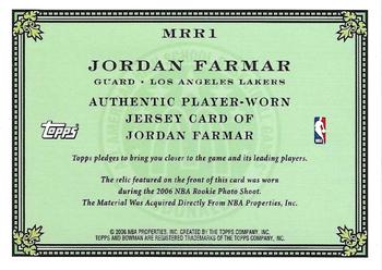 2006-07 Bowman - McDonald's All-American Rookie Relics #MRR1 Jordan Farmar Back