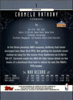 2006-07 Finest #1 Carmelo Anthony Back