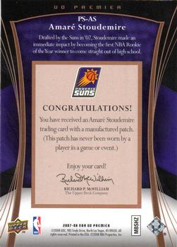 2007-08 Upper Deck Premier - Stitchings Patches Alternate Copper #PS-AS Amare Stoudemire Back