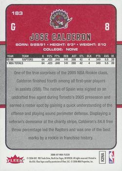 2006-07 Fleer #183 Jose Calderon Back