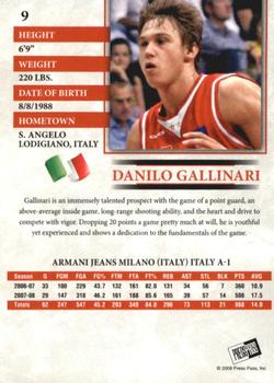 2008 Press Pass - Reflectors #9 Danilo Gallinari Back