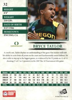 2008 Press Pass - Reflectors Holofoil #32 Bryce Taylor Back