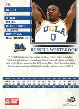 2008 Press Pass - Reflectors Holofoil #34 Russell Westbrook Back